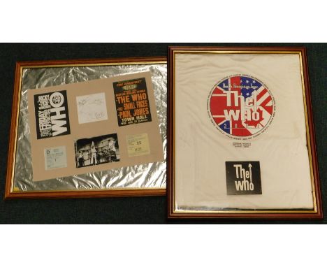 A facsimile framed montage of The Who related items, to include some signatures, a version of a poster, tickets etc. and a Wh