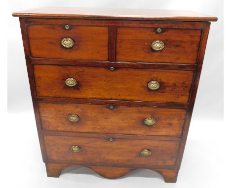 A mahogany television or drinks cabinet, the top with a moulded edge above a single door, converted from two short and three 