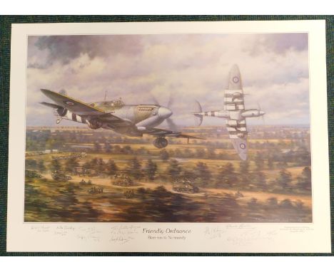 After Ronald T K Wong.  Friendly Ordnance, Beer Run to Normandy, artist signed limited edition print, also signed by a number