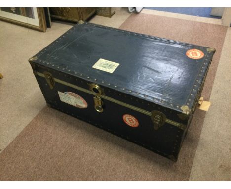 VINTAGE TRAVEL TRUNK, along with a similar smaller travel trunk (2)
