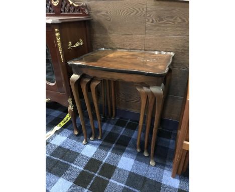NEST OF THREE TABLES, the largest 57cm high, 50cm wide, along with an Ercol table (2)
