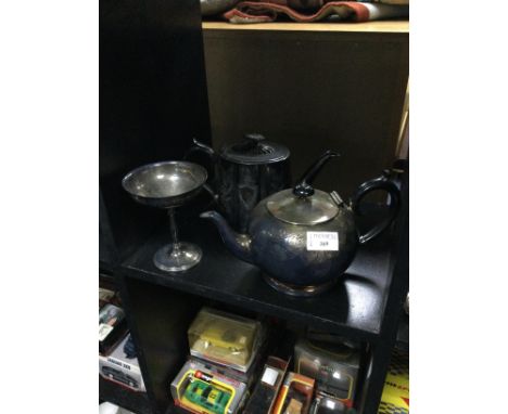 SILVER PLATED FOUR PIECE TEA SERVICE, along with another silver plated tea pot, toastrack and a napkin ring