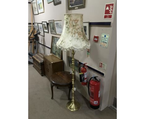 BRASS STANDARD LAMP, along with another modern brass standard lamp, with shade (2)