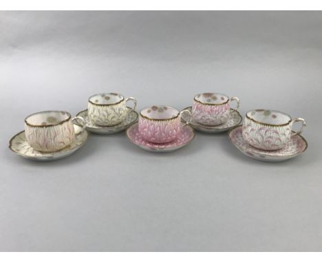 CHINESE FLORAL AND GILT PART TEA SERVICE, comprising 12 cups and 10 saucers