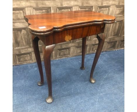 MAHOGANY FOLD OVER CARD TABLE, 73cm wide