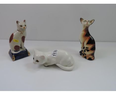 3x Ceramic Cat Ornaments 