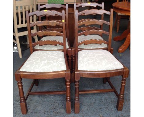 Set of Four Ladder Back Dining Chairs 