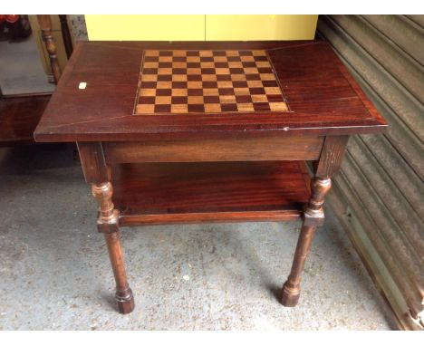 Occasional Table with Chess Top and Shelf under 