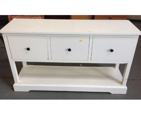 Modern White Three Drawer Console Table 