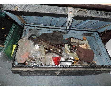 Tin Trunk and Contents - Ironmongery etc 