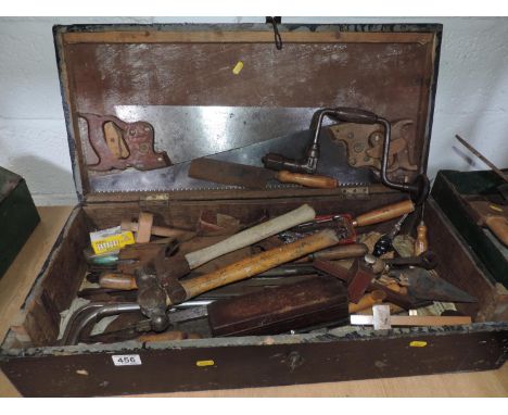 Vintage Carpenters Work Box and Contents - Tools 