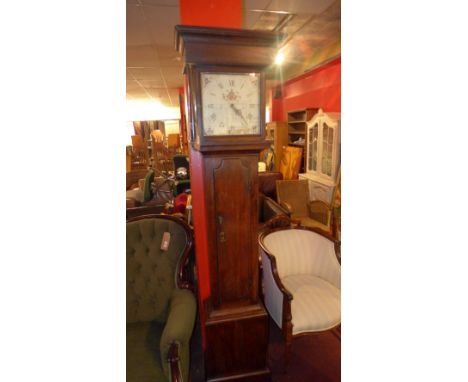 A Georgian oak longcase clock, the enamelled dial marked 'Deacon Barton', with Roman numerals