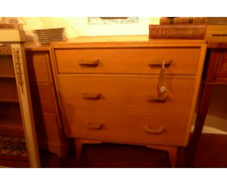 A vintage 1950's G plan oak three drawer chest 