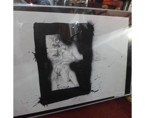 A signed limited edition lithograph by Ralph Steadman of a half bird half man figure