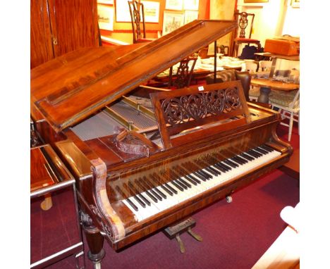 A Victorian Collard and Collard rosewood baby grand piano with ivory keys