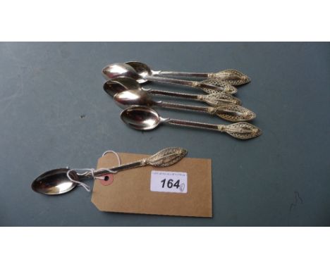 A set of six Continental 800 standard silver tea spoons with filigree detail 