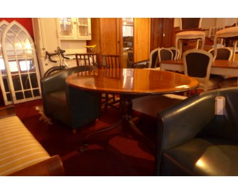 A Georgian mahogany and cross banded oval tilt top table raised on tripod supports (af)