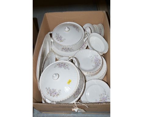 A Royal Stafford part dinner and tea service, to include: plates, tureens, saucers, soup bowls, pudding bowls, and a gravy bo