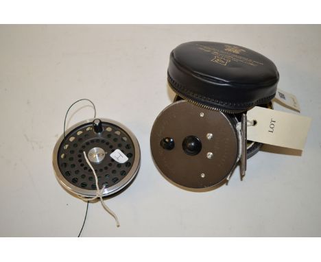 A Hardy Of Alnwick: Marquis #8/9 3 1/2in. reel with black pouch and spare spool.