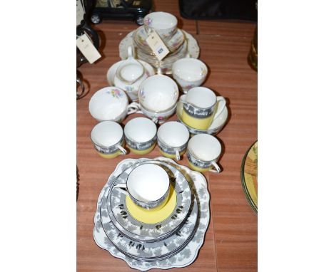 A fine bone china 'New Chelsea' Staffordshire tea service with floral decoration; together with a Foley china tea service wit