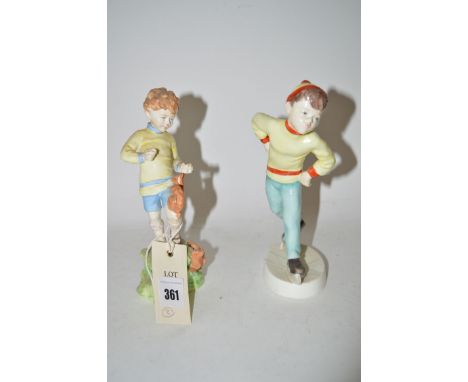 Royal Worcester figures of boys, to include: "October", signed with initials RL; and "Tuesday's Child Is Full Of Grace", no. 