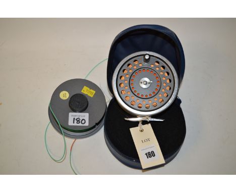 Hardy Of Alnwick: a Marquis salmon no.2 4in. salmon fly reel, with spare spool and blue plastic zip pouch.