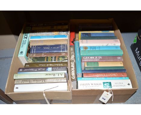 Two boxes of assorted books, including: The Golden Age Of Travel; Art Deco 1910-1935 In The Nouveau Style; etc.