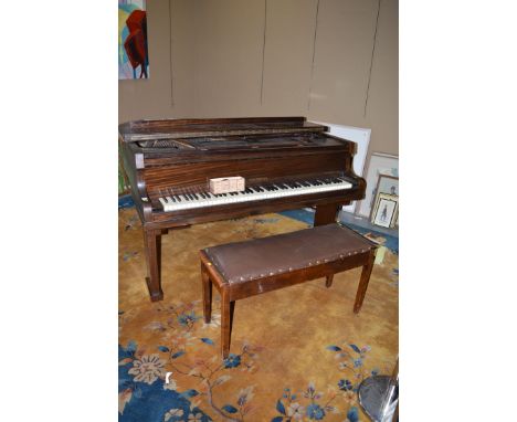A Hausmann baby grand piano, No. 16509, in stained mahogany Art Deco case; together with a duet piano stool.