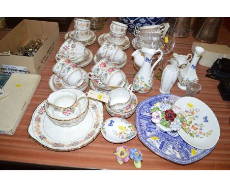 A Grafton china 'Malvern' tea service; a Gert tea service with floral decoration; Beasley china; other ornaments; etc.