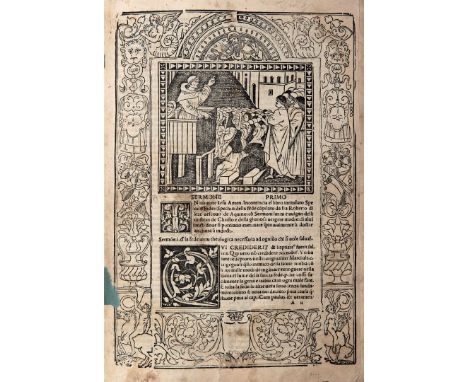 Caracciolo, Roberto. Spechio de la fede vulgare. Venezia, Pietro Quarenghi, 1517. In 2° (297 x 206 mm); CLIII [su CLV] carte.