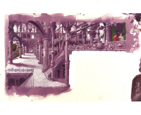 Haroun and the Sea of Stories, illustration for the novel by Salman Rushdie. Ill. Paul Birkbeck 1939-2019. Haroun at the pala