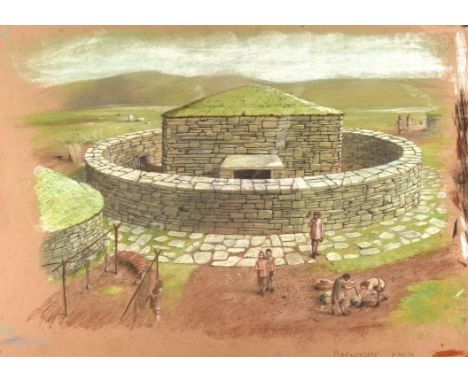 Celtic Britain for English Heritage. ill Paul Birkbeck 1939-2019. Barnhouse Earth. 45 x 64 cm. Not signed. ABOUT PAUL BIRKBEC