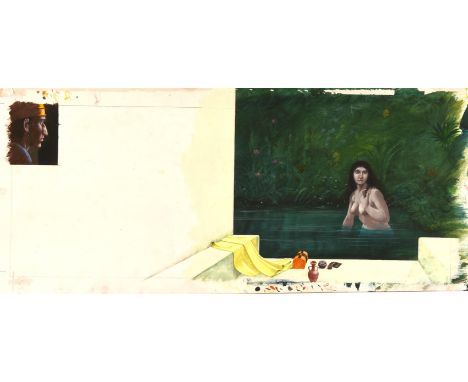Kings possibly for BBC TV. Ill. Paul Birkbeck 1939-2019. Lady in lake, 26 x 59 cm, not signed. ABOUT PAUL BIRKBECK; an apprec