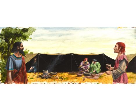 In The Beginning Old Testament / New Testament for BBC TV & Books. Paul Birkbeck 1939-2019. Abraham outside his tent. 22.5 x 