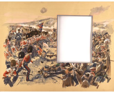 Three illustrations for an unknown production relating to Cornwallis. Paul Birkbeck 1939-2019. Battle scene (with cut out spa