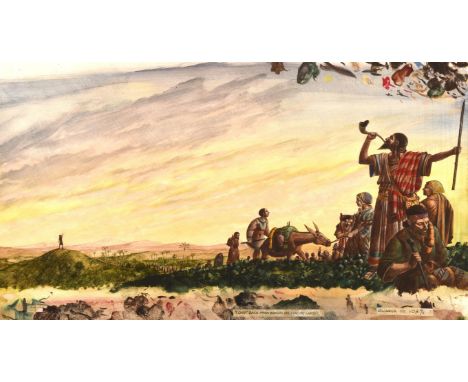 In The Beginning Old Testament / New Testament for BBC TV & Books. Paul Birkbeck 1939-2019. Abraham going out to Egypt. 31 x 