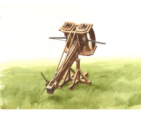 From an unknown production. Medieval Ballista. Paul Birkbeck 1939-2019. 34.5 x 44.5 cm. Not signed. ABOUT PAUL BIRKBECK; an a