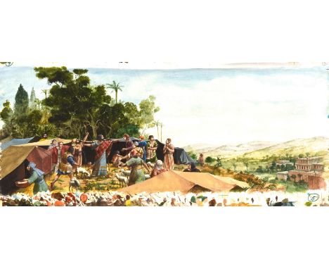 In The Beginning Old Testament / New Testament for BBC TV & Books. Paul Birkbeck 1939-2019. Abraham looking down on Sodom, 24