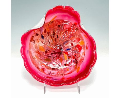 Vintage Mid Century 1950s Murano Glass Tutti Frutti Confetti and Pink Colored Foil Cased Bowl. Issued: Mid 20th CenturyDimens
