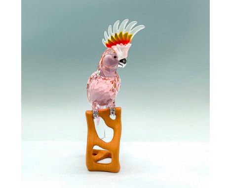 Paradise Birds collection; made from a Kakadu red crystal with frosted white and orange feathers, black crystal eyes, and chr
