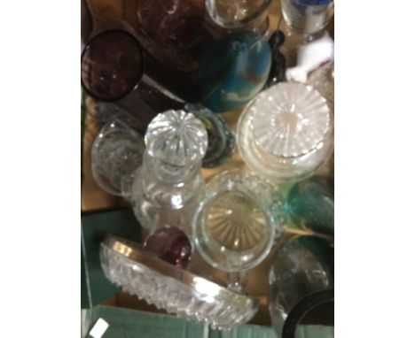 Collection of Studio glass, cut glass, and ruby glass