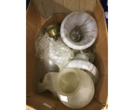 Box of early 20th Century glass light shades 