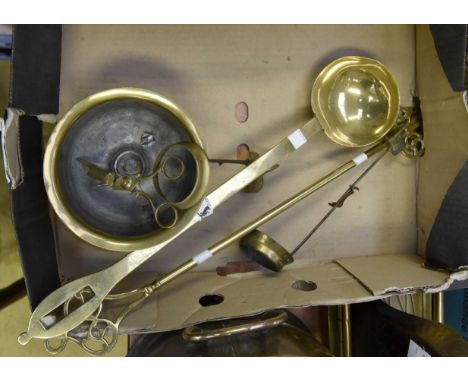  Metalware including military shell, bowl, fork and ladle 