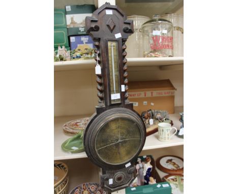 Barometer with barley twist detail, damaged glass (A/F)