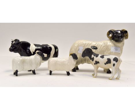 Ceramic farm animals; cows and sheep scene by Beswick