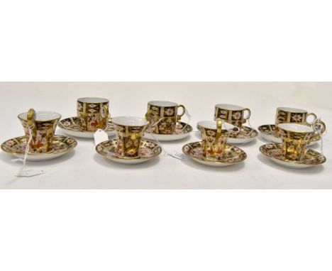 Royal Crown Derby coffee cans and saucers, Imari 2451, 1877 - 1889 (8)