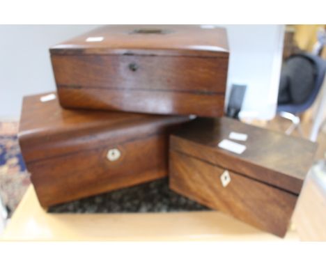 Victorian writing box, jewellery box and tea caddy