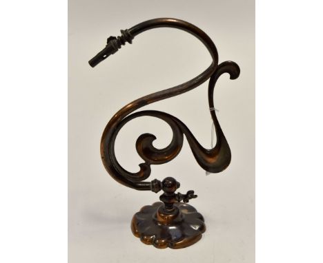 A late 19th Century gas light wall fixture, once housed in The Vernon Arms Sudbury Derby, with Art Nouveau burnished metal de