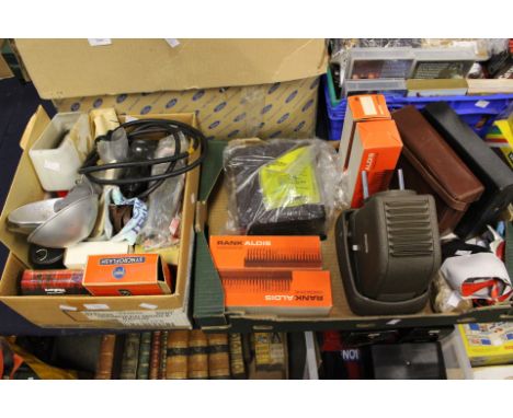 A projector and film magazine (loading cartridge) cine camera a collection of photographic equipment etc (2 boxes)