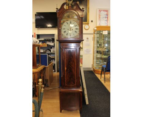 A George III mahogany eight day longcase clock, the dial inscribed 'William Bobbie, Falkirk', subsidiary hand, complete with 